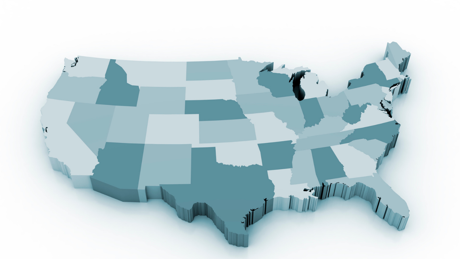 stock image of United States map with states different shades from each other